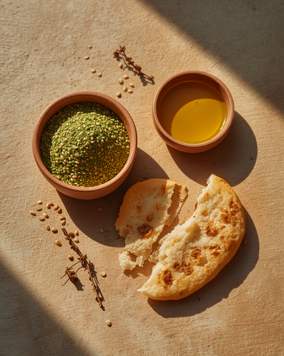 Jordanian za'atar blend with olive oil and flatbread